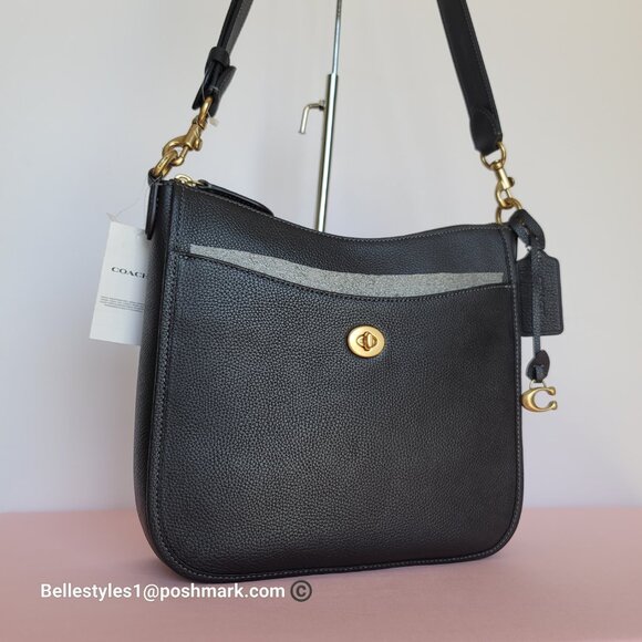 COACH Chaise Pebbled Leather Crossbody Bag- Black color 🎈$238. - Picture 2 of 16